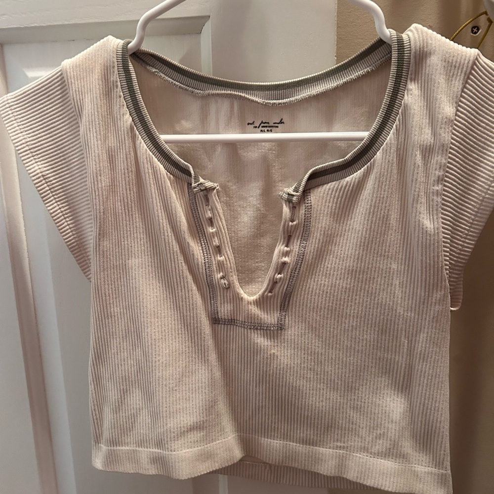 Urban Outfitters Cream Ribbed Crop Top